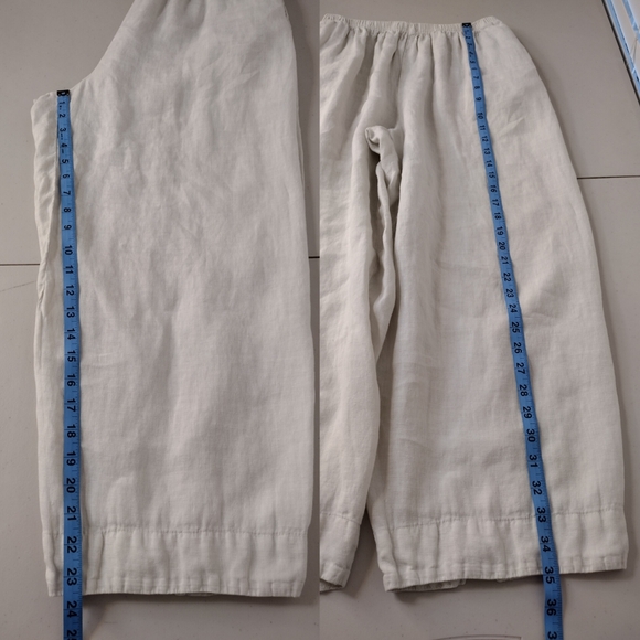 Cut Loose Linen Elastic Waist High Rise Lagenlook Minimalist Wide Leg Pants Sz S - Picture 14 of 14